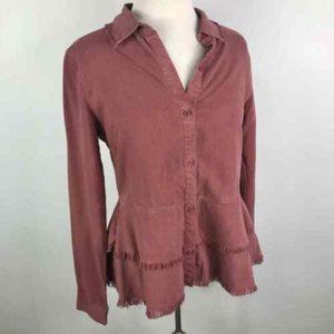 Anthropologie Cloth & Stone Raw Hem Peplum Top, Sz XS